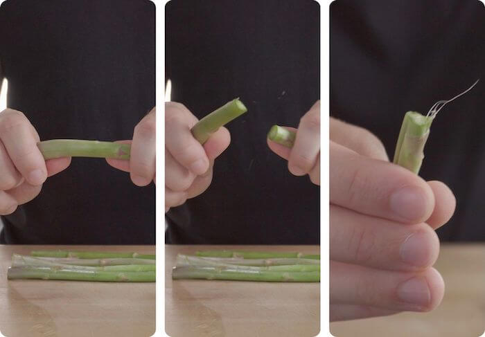asparagus being prepared