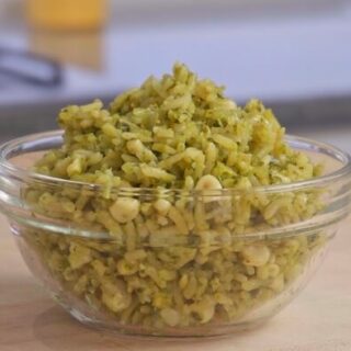 green rice in a bowl