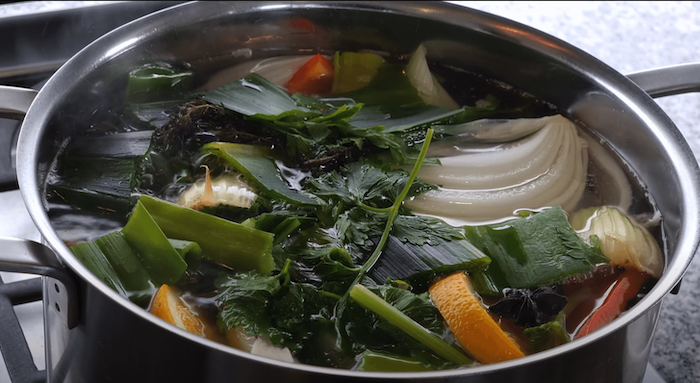 vegetable stock being made