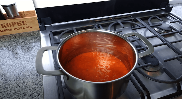 bravas sauce in a saucepan