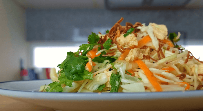 Vietnamese chicken salad on a plate