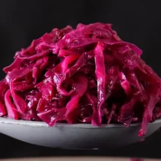 spoon full of braised red cabbage