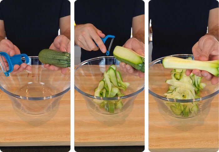 peeling zucchinis courgettes