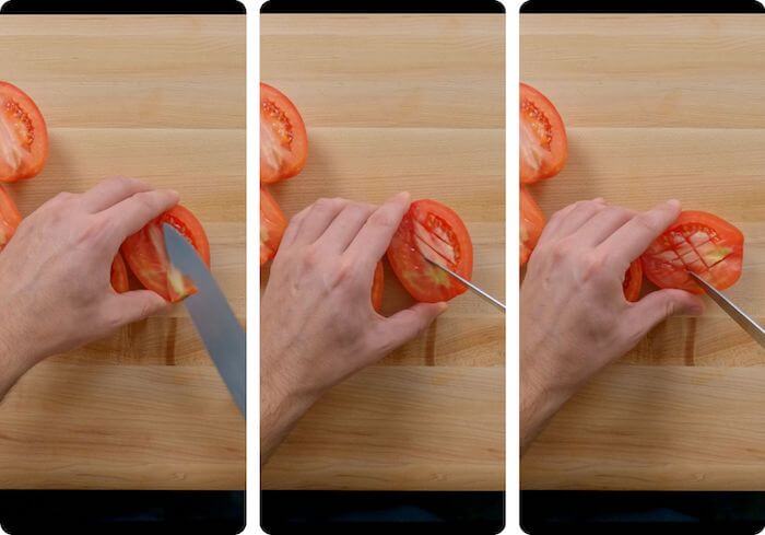 slicing tomatoes