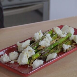 Sautéed Asparagus, Feta, Lemon & Toasted Pumpkin Seeds