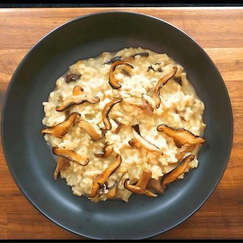 bowl of mushroom risotto