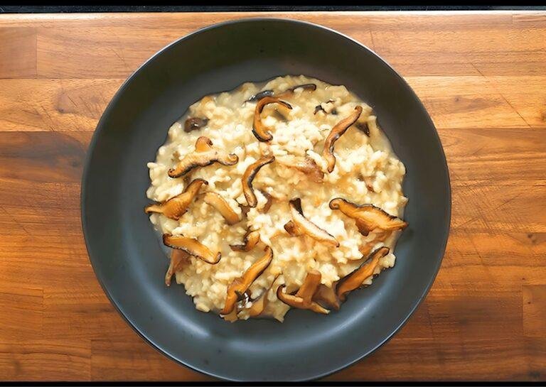 bowl of mushroom risotto