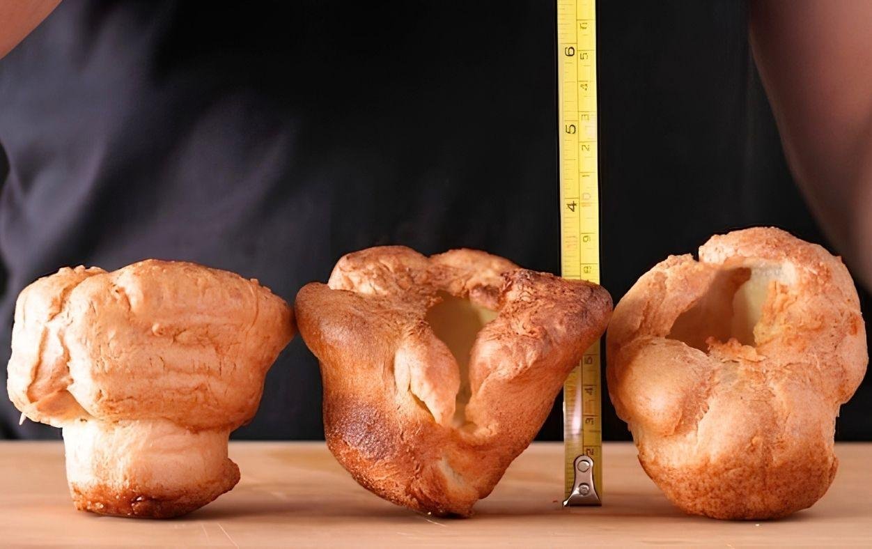 tall Yorkshire puddings being measured for height