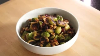 a bowl of pan roasted brussel sprouts