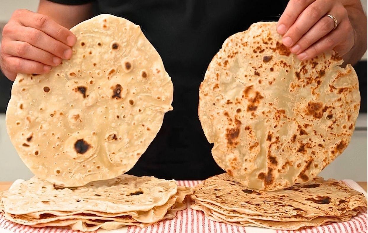 Ben Goshawk holding two soft flatbreads
