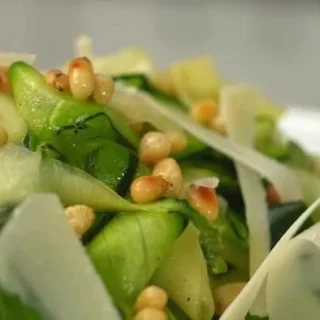 close up of the cured courgette carpaccio