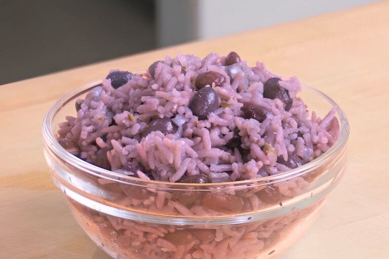bowl of rice and beans on worktop