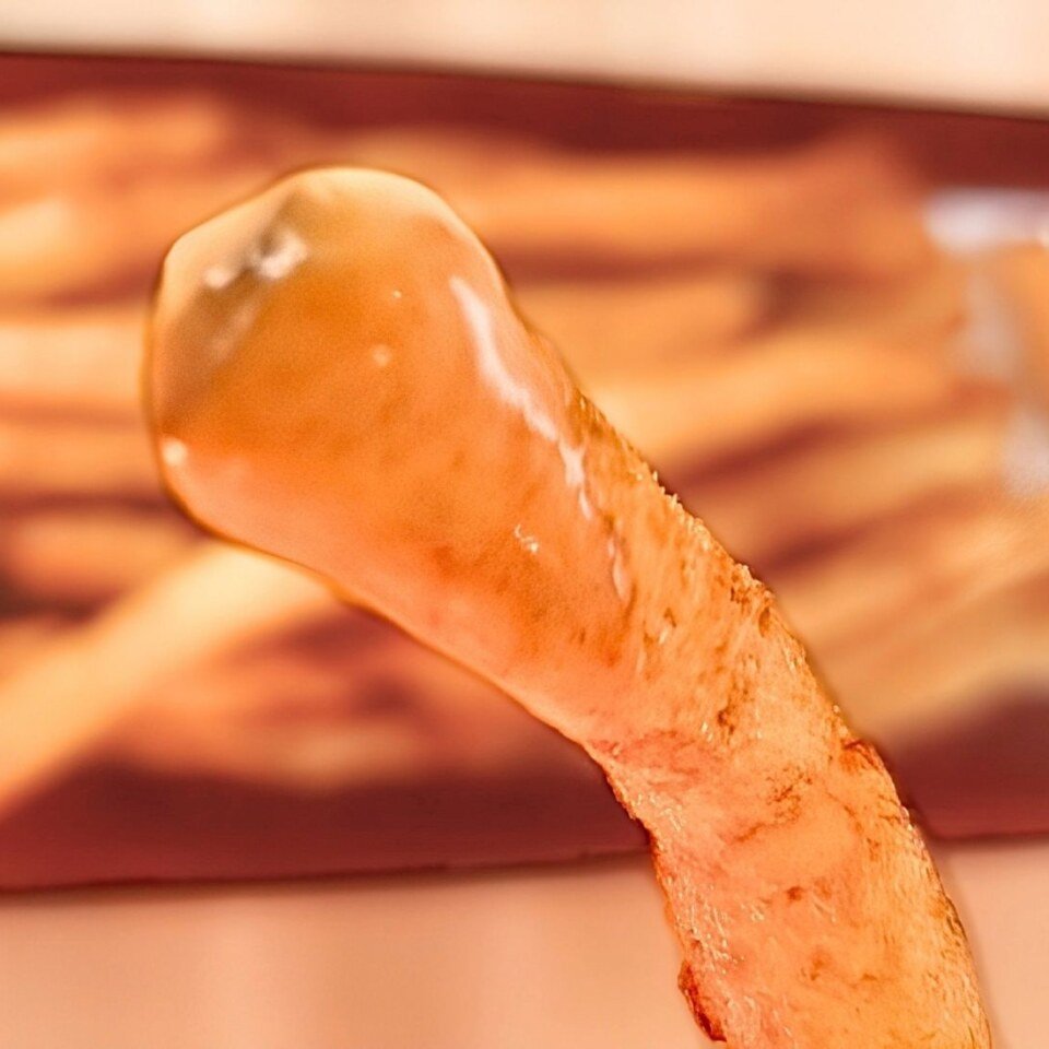 close up raspat fries dipped in sauce